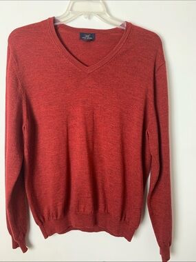 Brooks Brothers 346 Men’s Sz L Merino V-Neck Sweater Heathered Red Preppy Frat